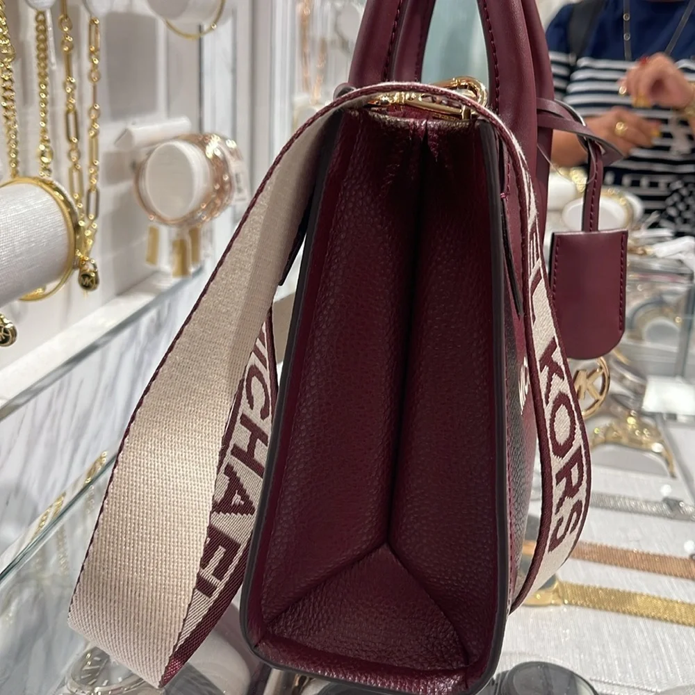 Michael Kors Mirella Small Pebbled Leather Crossbody Bag Oxblood  NWT